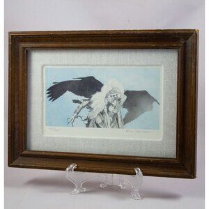 Paul VerBurg Signed Plains Indian Chief & Eagle Framed Print 409/600
